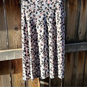 Kasper skirt slinky pink gray white geometric a-line Small FIRM on PRICE